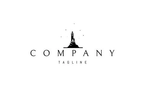 Vector logo with an abstract image of a lighthouse on a background of the night Stock-Illustration