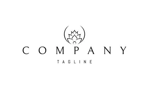 Vector logo with an abstract image of a lotus flower in a semicircle. Stock Illustration