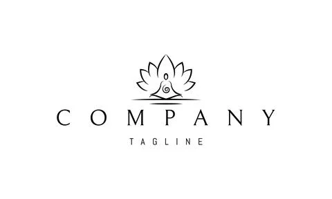 A vector logo with an abstract image of a meditating man on a background of Stock Illustration