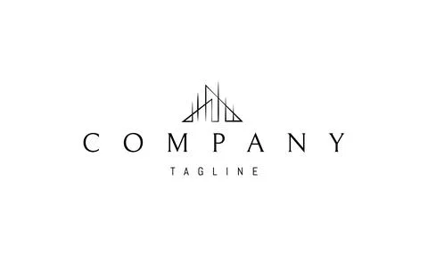 Vector logo with an abstract image of a modern architectural structure in a Stock Illustration