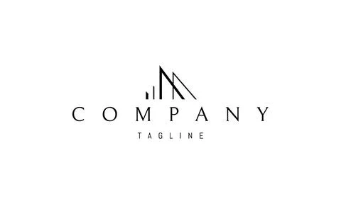 A vector logo with an abstract image of modern buildings with slanting roofs. Ilustración de archivo