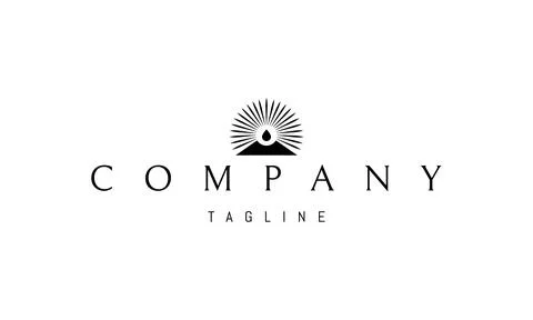 A vector logo with an abstract image of a mountain with a drop above it against Stock Illustration