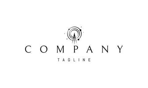 Vector logo with an abstract image of a radio tower with waves. Stock Illustration