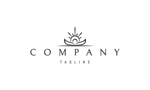 Vector logo with an abstract image of a shining sun between two leaves. Stock-Illustration