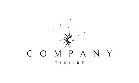 Vector logo with an abstract image of a solar eclipse with rays of light. Stock Illustration