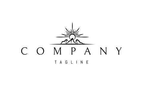 A vector logo with an abstract image of the sun shining from behind the Illustrazione stock