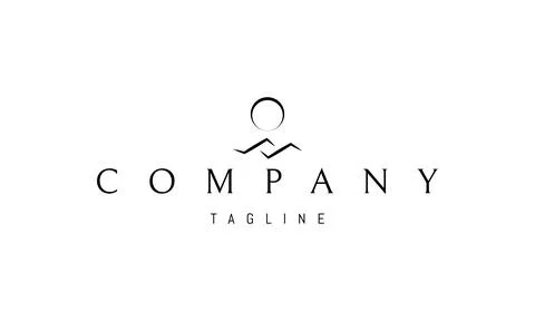 Vector logo with an abstract image of the sun and waves that look like mountains Stock Illustration