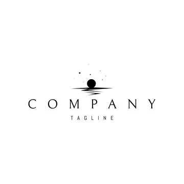 Vector logo with an abstract image of a sunset in the ocean. 스톡 일러스트