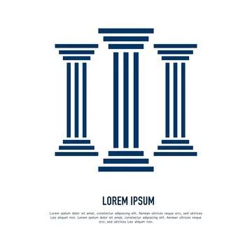 Vector logo with abstract image of three pillars. Stock Illustration