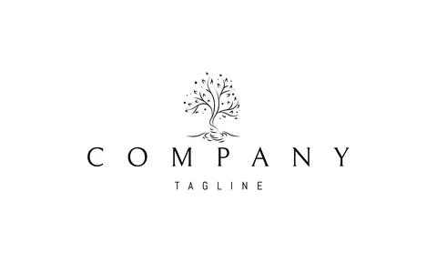 A vector logo with an abstract image of a tree growing from a whirlpool. Stock Illustration