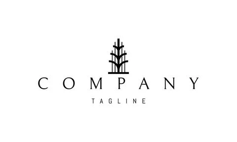 A vector logo with an abstract image of a tree on a background of vertical lines 스톡 일러스트