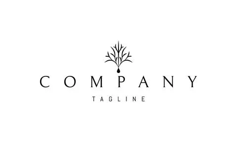 Vector logo with an abstract image of a tree with a drop at the base. Stock Illustration
