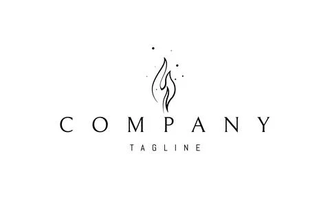 Vector logo with an abstract image of a trembling candle flame in a linear style Stock Illustration