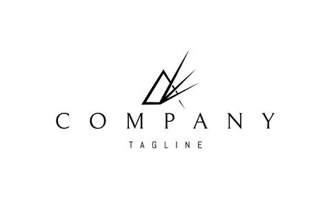 A vector logo with an abstract image of a triangle with three rays of light. Stock Illustration