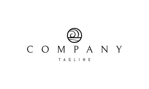 Vector logo with an abstract image of a wave in a circle in a linear style. Stock Illustration