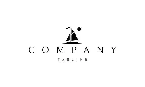 A vector logo with an abstract image of a yacht on the sea against the backdrop 스톡 일러스트