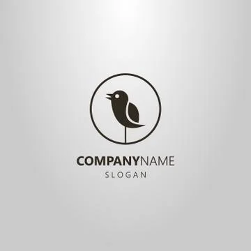 Vector logo of an abstract singing bird in a round frame Иллюстрация