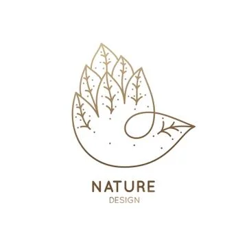 Vector logo abstract trees. Linear emblem forest for design of natural products Stock Illustration