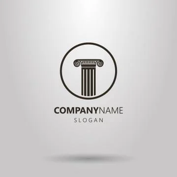 Vector logo of the ancient column in a round frame Stock Illustration