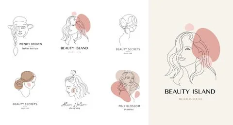 Vector logo and branding design templates in minimal style, for beauty center Stock Illustration