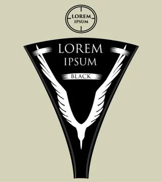 Vector logo and label with a picture of a white bird. Trophy hunter. Space for Stock Illustration
