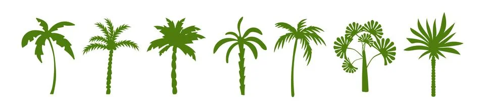 Vector logo and print design templates with summer palms and tropical hand .. Stock Illustration