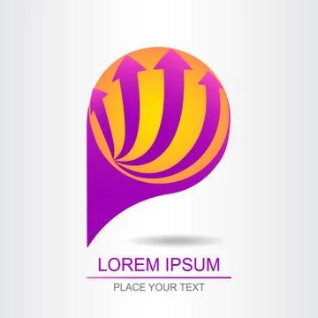 Vector logo with arrows and sphere. Stock Illustration