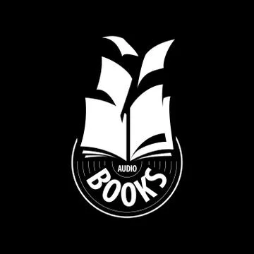Vector logo audio books fly away sheets Stock Illustration