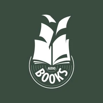 Vector logo audio books fly away sheets Stock Illustration
