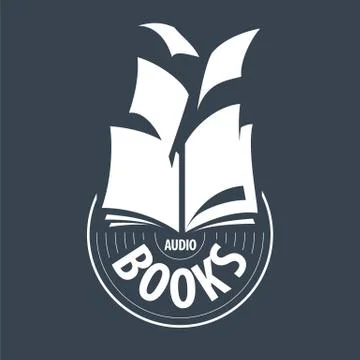 Vector logo audiobooks fly away sheets Illustrazione stock