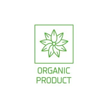 Vector logo, badge and icon for natural and organic products. Leaves in a circle Illustrazione stock