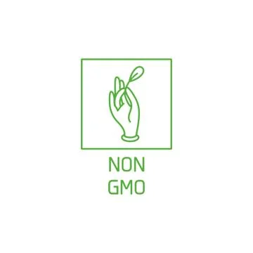 Vector logo, badge and icon for natural and organic products. Non GMO sign Stock Illustration