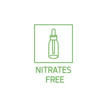 Vector logo, badge and icon for natural and organic products. Nitrates free sign Stock Illustration
