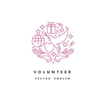 Vector logo, badge and icon for charity and volunteer concepts. Philanthropic Stock Illustration
