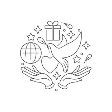 Vector logo, badge and icon for charity and volunteer concepts. Philanthropic Stock Illustration