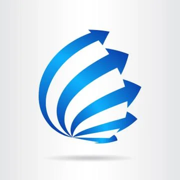 Vector logo with blue arrows. Stock Illustration
