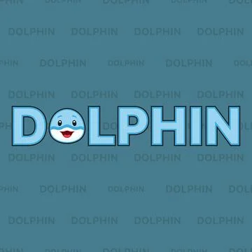 Vector logo of a blue dolphin with text Stock Illustration