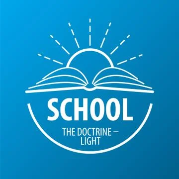 Vector logo book and sun with rays Illustrazione stock