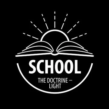 Vector logo book and sun with rays Illustrazione stock