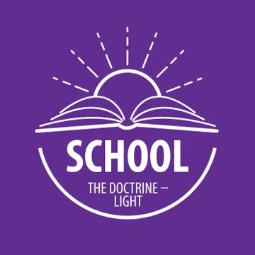 Vector logo book and sun with rays Stock Illustration