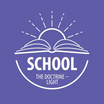 Vector logo book and sun with rays Stock Illustration