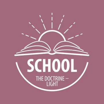 Vector logo book and sun with rays Stock Illustration
