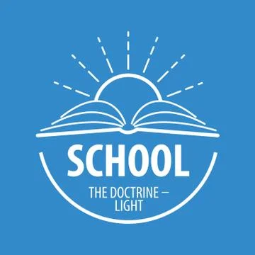 Vector logo book and sun with rays Illustrazione stock