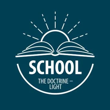 Vector logo book and sun with rays Stock Illustration