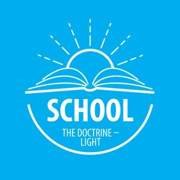 Vector logo book and sun with rays Stock Illustration