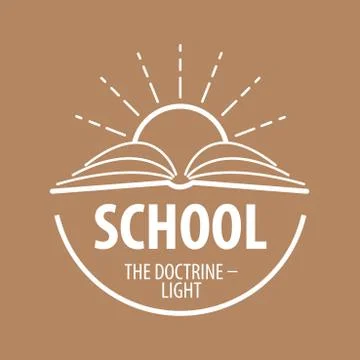 Vector logo book and sun with rays Stock Illustration