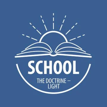 Vector logo book and sun with rays Illustrazione stock