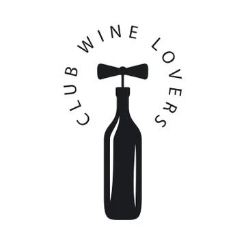 Vector logo bottle of wine with corkscrew Stock Illustration
