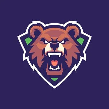 Vector Logo of a Brown bear roaring showing its teeth and claws inside a shield 스톡 일러스트