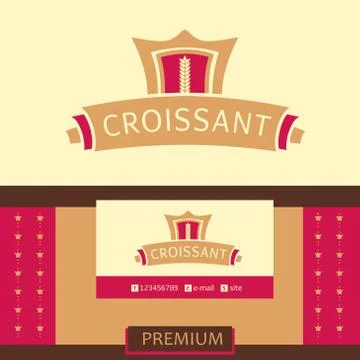 Vector logo, business card, identification of the bakery with logo. Croissant, Stock Illustration